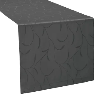 Erwin Müller Tischwäsche, Tischläufer Uni, Remscheid anthrazit Größe 40x170 cm - hochwertige Qualität mit Fleckschutz ausgerüstet und Kuvertsaum, Rankenmuster (weitere Farben, Größen)