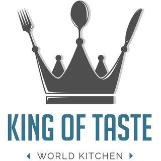 Queence "KING OF TASTE", Stahlschild, Blechschild, Spruch, Witzig, Wanddeko, retro, 20x30cm, weiß, blau, grau),