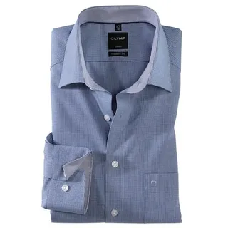 Businesshemd OLYMP "Luxor modern fit", Herren, Gr. 38, N-Gr, blau (royal), Web, Obermaterial: 100% Baumwolle, kariert, Hemden Businesshemd