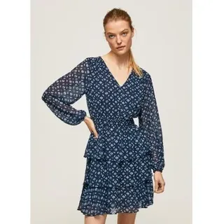 Pepe Jeans für Damen. PL953255 Eyra Kleid navy (S), Lässig, Langarm, Recyceltes Polyester, Nachhaltig, Marine