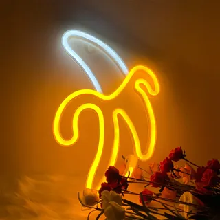 ENUOLI Bananen Neonlicht Zeichen LED Bananen Neonzeichen Wandlampe Powered von 3 AA Batterie/USB Lade LED Bananen Nachtlicht für Schlafzimmer Kinderzimmer Hochzeit Geburtstag Party Decor