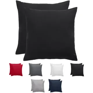 Komfortec Kissenbezug 2er Set - 100% Mikrofaser, Weich & Atmungsaktiv, mit Reißverschluss - Kopfkissenbezug - Waschbar & Pflegeleicht - Schwarz - 40 x 40 cm