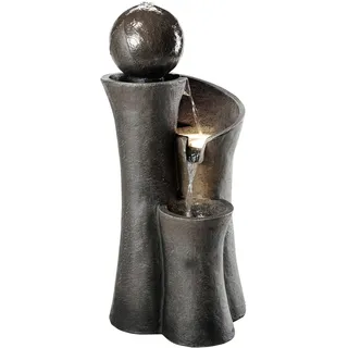 Dehner Gartenbrunnen Acapulco mit LED Beleuchtung, ca. 100 x 45 x 42.5 cm, Polyresin, grau/braun