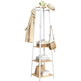 VASAGLE Garderobenständer LCR080W09 Goldeichenfarben-Wolkenweiß