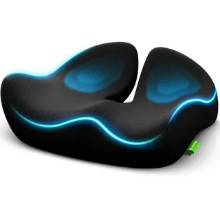 AUVON Konturierte Sitzkissen Orthopädisch für Steißbein, Ischias Druckentlastung, Sitzkissen Bürostuhl Ergonomisch für Büro Auto Zuhause Langzeit-Sitzkomfort, High-Density Memory Foam Steißbeinkissen