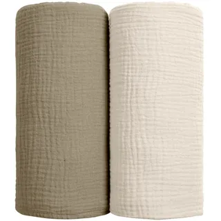 lulumoon Baby Pucktuch Musselin Decke - Baumwolle Dünne Atmungsaktive Babydecke - Baby Swaddle Decke Tücher für Junge und Mädchen 2 Stück 100x100cm (Olivgrün)