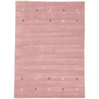 carpetfine Gabbeh Uni Wollteppich 60 x 90 cm Rosa