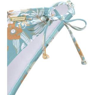 Bikini-Hose SUNSEEKER "Suva", Damen, Gr. 34, N-Gr, blau (aquablau, bedruckt), Microfaser, Polyamid, floral, Badehosen Bikini-Hose, mit seitlichen Bindebändern, Topseller