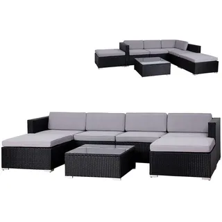 Svita LUGANO Polyrattan Lounge Gartenmöbel Set Gartenlounge Gartensofa Schwarz