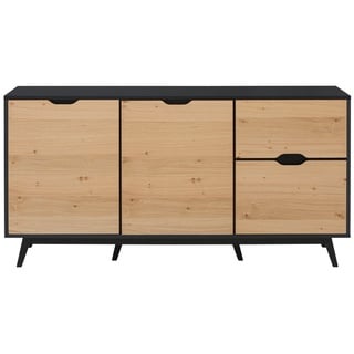 Home Affaire Sideboard »Flow«, Kommode mit vielen Stauraummöglichkeiten und Holzoptik, Höhe 82 cm, schwarz