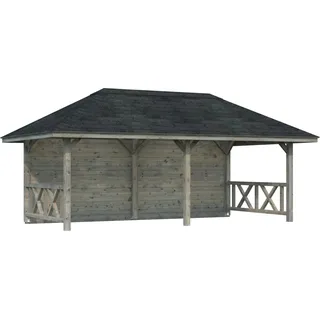 Palmako Holz-Pavillon Bianca 16,6 m2 Set 2 Grau Tauchgrundiert