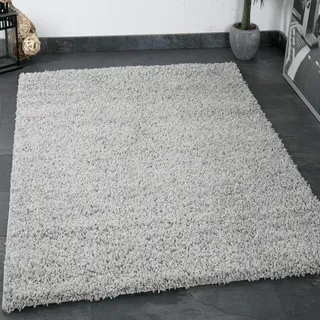 Vimoda Teppich Prime Shaggy Hochflor Einfarbig Grau Weich für Wohnzimmer, Schlafzimmer, küche, Maße:160x220 cm