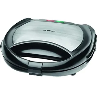 Bomann Multigrill, Edelstahl Kontaktgrill abnehmbare Platten für Grill Platten, Sandwichmaker, Waffeleisen belgische Waffel, Toaster 4 Scheiben mit Wechselplatten perfekt als Camping Grill