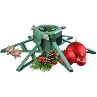 KADAX Weihnachtsbaumständer mit Wassertank, moderner Christbaumständer aus robustem Kunststoff für Bäume, Verschiedene Großen, Tannenbaumständer, stabil, grün (Baumhöhe bis 3,5m)