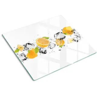 Tulup Glasplatte 60x52 cm Zitrone und Wasser , Gelb , Glas , 60x0.4x52 cm , Küchen, Küchenelektrogeräte, Herde, Herdabdeckplatten