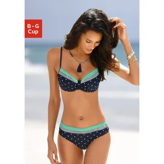 Bügel-Bikini-Top LASCANA, Damen, Gr. 36, Cup B, bunt (marine, türkis), Polyamid, gepunktet, gestreift, Bikini-Oberteile Bügel-Bikini-Top, Topseller
