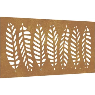 Garten-Wanddeko 105x55 cm Cortenstahl Blatt-Design - Braun
