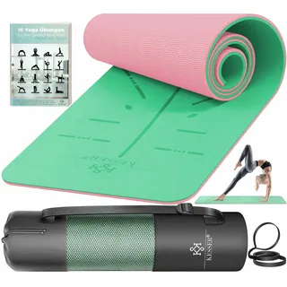 KESSER® Gymnastikmatte mit Tragegurt rutschfest TPE Yogamatte Gepolstert & rutschfest Fitnessmatte, 183 x 61 Trainingsmatte für Fitness Sportmatte, Pilates & Gymnastik Workout