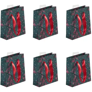 Clairefontaine 212888Cpack - Packung 5 Geschenktasche - Tüte , Format S (12x4,5x13,5cm), Kollektion Weihnachten Velvet, 170g, Tannenbaum - Vegetal - Grün, für Parfum und kleine Geschenke, 1 Pack