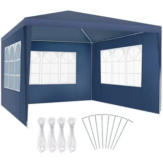 Tectake Pavillon 3 x 3 m inkl. 3 Seitenteile Blau