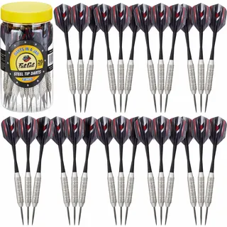 Fat Cat Dartpfeile im Glas: Steeldart Dartpfeile mit Aufbewahrungs-/Reisebehälter, 20 Gramm (27 Stück)