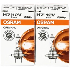 Osram ORIGINAL LONGLIFE H7, Halogen-Scheinwerferlampe, 55W, PX26d, 2er Bundle