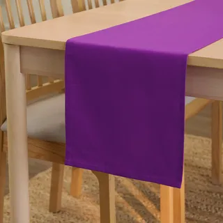 Encasa XO Table Runner Größe 32x230 cm | Baumwoll -Leinwand Stoff | Lila Solid Color | Waschbarer und dauerhaft