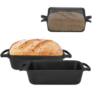 Gusseisen Brotbackform mit Deckel 22,96 cm × 12,78 cm, Bread Pans for Homemade Bread, Heavy Duty Loaf Pans for Baking Bread, Backofen. Durable Loaf Pans for Oven Baking, Set of 2