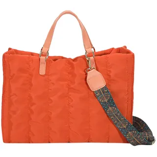 NICOLE & DORIS Handtasche Groß Damen Shopper Tasche Puffy Tote Bag Weiche Schultertasche Leichte Umhängetasche Tragetasche für Alltag,Schule,Reise Orange