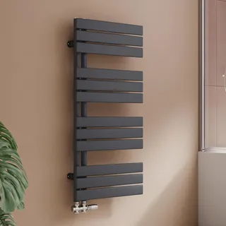 S'AFIELINA 1041x500mm Design Badheizkörper Handtuchheizkörper Flach Paneel Seitenanschlusss Heizkörper für Bad Handtuchtrockner Anthrazit 529 Watt - Grau