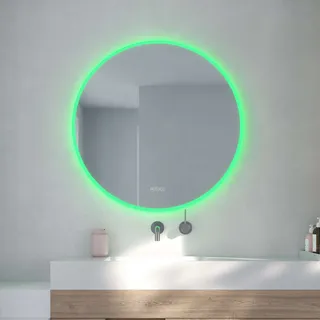 Loevschall Badspiegel »Johannesburg RGB Badezimmerspiegel, rund, Farbwechsel, dimmbar« mit MultiWhite® und RGB-Licht, Touchpanel für Lichtsteuerung, weiß