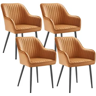 Songmics Esszimmerstuhl mit Armlehnen karamellbraun-tintenschwarz