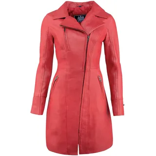 URBAN 5884 JANICE Ladies | Frauen Lederjacke | Elegante Jacke aus weichem Lammfell für Damen, Langes Modell |Rot |2XL