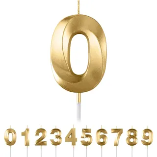 Geburtstagskerzen Zahlen 0,Gold Geburtstagskerzen, 3D Diamant Form Kuchen Kerzen Zahl 0 1 2 3 4 5 6 7 8 9 Glitzer Kuchen Topper Dekoration für Hochzeit Geburtstag Jubiläum