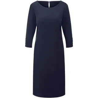 Etuikleid GOLDNER "Kurzgröße Jerseykleid mit Krepp-Qualität", Damen, Gr. 24, K-Gr, blau (marine), Obermaterial: 95% Polyester PES. 5% Elasthan EL., figurumspielend, Kleider Etuikleid, seitliche Nahttaschen