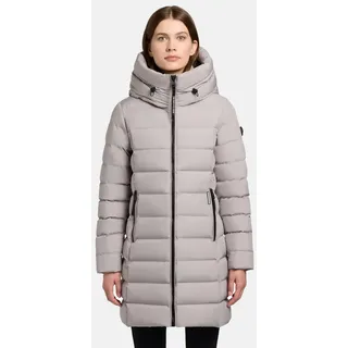 khujo Damen Langer Wintermantel warmer Steppmantel mit schimmerndem Innenfutter und Kapuze Nekar-YM Blizzard Grey Gr. M - M