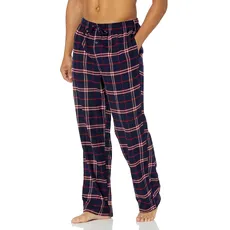 Amazon Essentials Herren Pyjamahose aus Flanell (erhältlich in Big & Tall), Marineblau Rot Karo, L