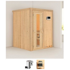 Bild Sauna »Milaja«, (Set), 3,6-kW-Bio-Plug & Play Ofen mit externer Steuerung beige