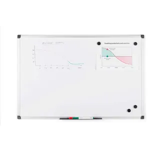 Bi-Office Magnetisches Whiteboard Maya, 60 x 45 cm, Lackierte Stahloberfläche, Trocken Abwischbar, Memoboard mit Aluminiumrahmen und Stifteablage, Magnettafel