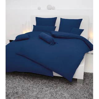Janine Bettwäsche PIANO Seersucker 155x220 cm, mit 1 Kissen Bettbezug - Dunkelblau