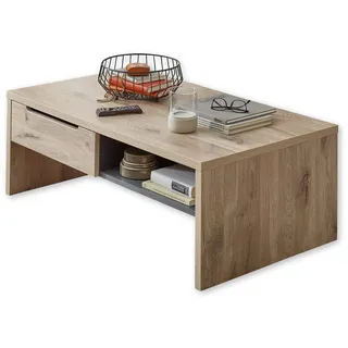 Stella Trading BELLANO Couchtisch in Viking Eiche Optik, Graphit - Moderner Sofatisch mit Schubladen und Ablage für Ihren Wohnbereich - 110 x 40 x 65 cm (B/H/T)