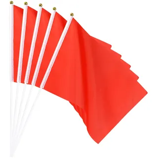 sourcing map Paket mit 25 Flagge Stick Klein Mini DIY Quadrat für Party 11.8"x7.8" Rot