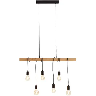 EGLO Townshend 6-flg. E27 10,5 cm schwarz/holzfarben