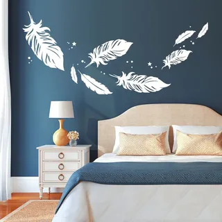 Wandtattoo Loft "Federn" zum Träumen schön! / Feder/Schlafzimmer/Wandsticker/Wandtattoo/Wandaufkleber / 30 Farben / 3 Größen