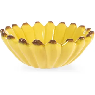 H&H Tafelaufsatz aus Steingut, dekoriert, Obstschale oder Tischutensilien, robuste Keramik, 21 x 7 cm, originelles Obst-Design