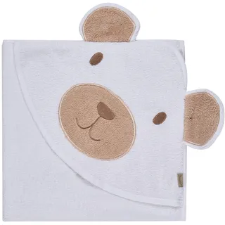 Sterntaler Kapuzenbadetuch Bär Bo, Baby-Badetuch mit Kapuze, saugfähige Baumwolle, süße 3D-Ohren, weich und pflegeleicht, 80×80×0,5 cm, weiß