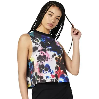 Superdry Run Cropped Loose ärmelloses T-shirt - Abstract Ink Mid Scale - XL