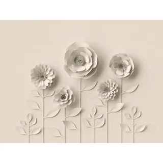 A.S. Création Livingwalls Fototapete Blumen 3D Beige 382931 The Wall 3,71 m x 2,80 m Wohnzimmer Schlafzimmer Küche Flur Esszimmer Büro