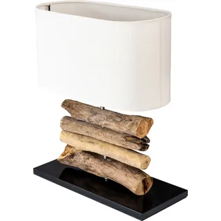 Tischlampe aus Treibholz H42cm Leuchte Lampe Nachtlicht Holzlampe Tischdeko - Braun, Creme