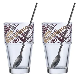 LEONARDO Solo Café Latte Becher mit Löffeln 4er Set